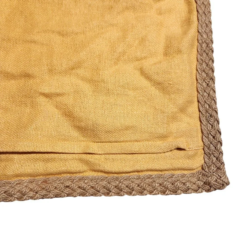Pottery Barn Pillow Cover Yellow Linen with Jute Braid Trim 20